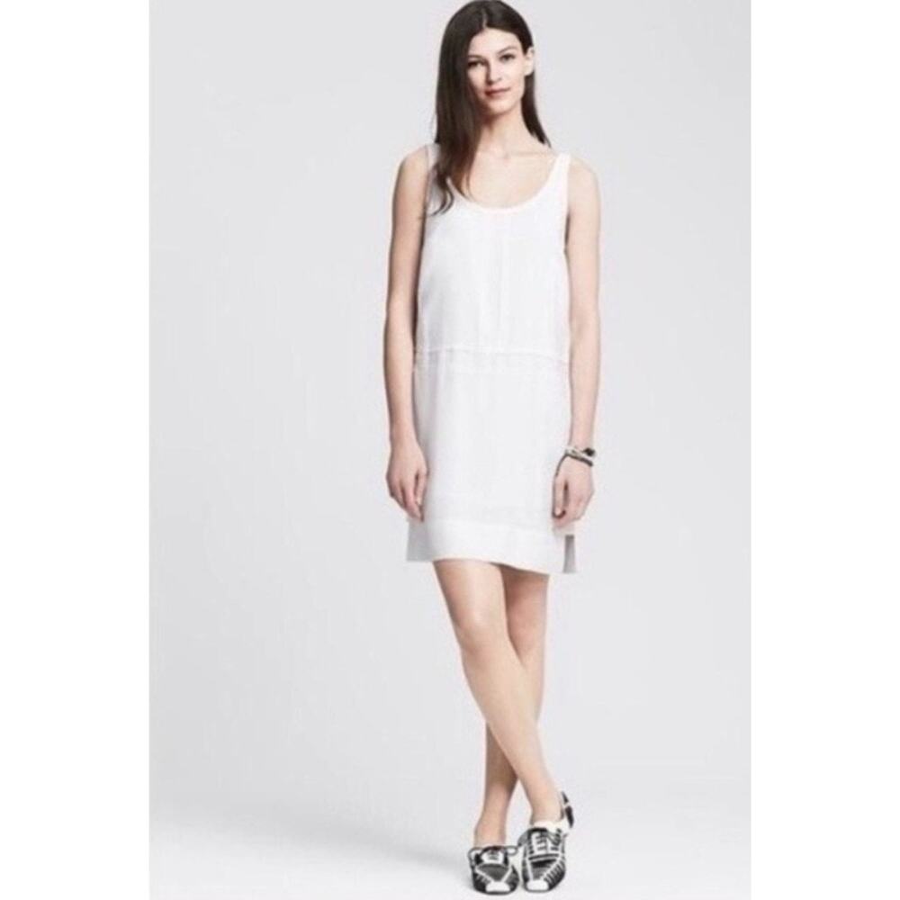Banana Republic sleeveless shift dress white modal dress size 14 minimalist